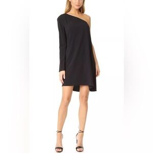 Theory Sintsi Rosina Crepe One Shoulder Black Dress Size 10